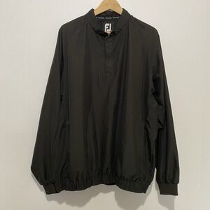 Footjoy Men's Large Black 1/4 Snap Button Pullover Long Sleeve Windbreaker